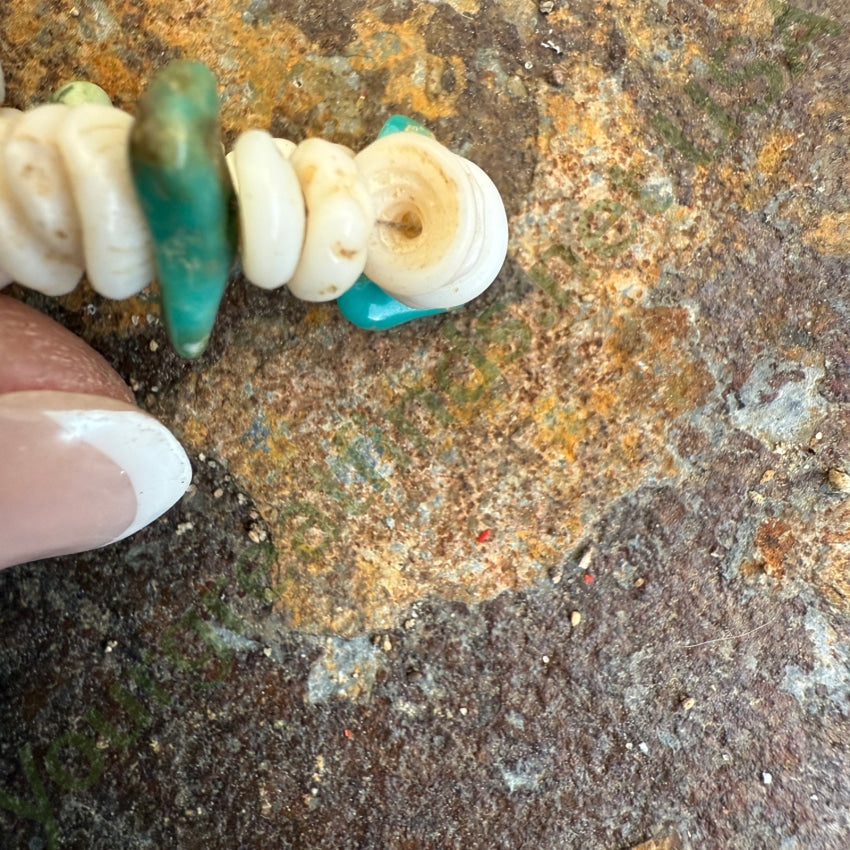 Navajo Made Sterling Silver Hawaiian Puka Shell & Turquoise Necklace necklace