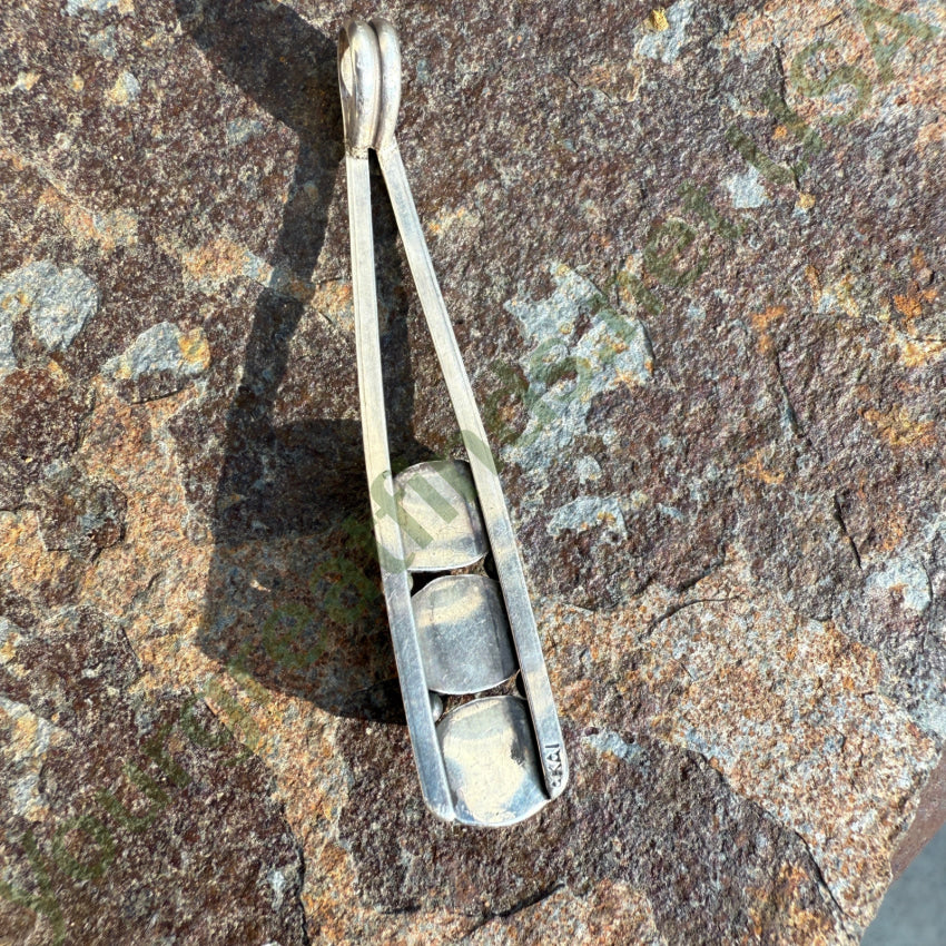 Navajo Nakai Sterling SIlver Turquoise Coral Stoplight Pendant pendant