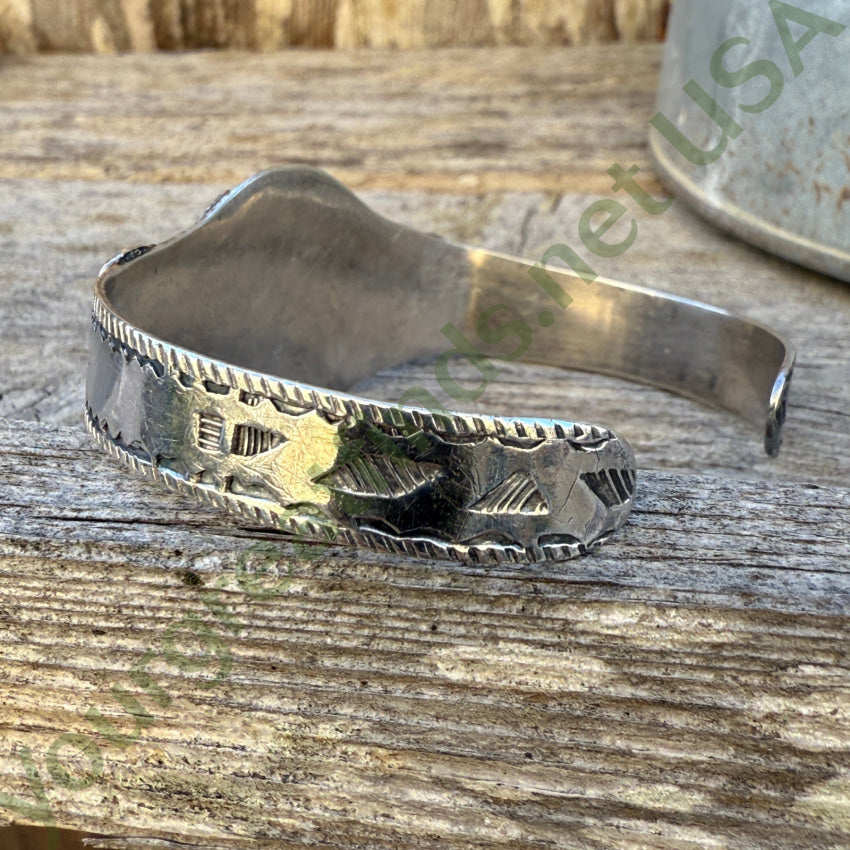 Navajo Old Sterling Silver & Turquoise Cuff Bracelet Fred Harvey Era bracelet
