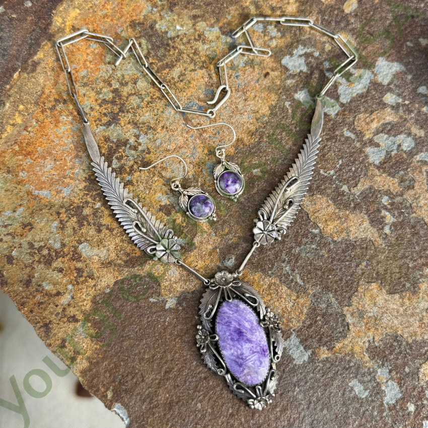 Navajo Purple Charoite Necklace Sterling Peterson Johnson necklace