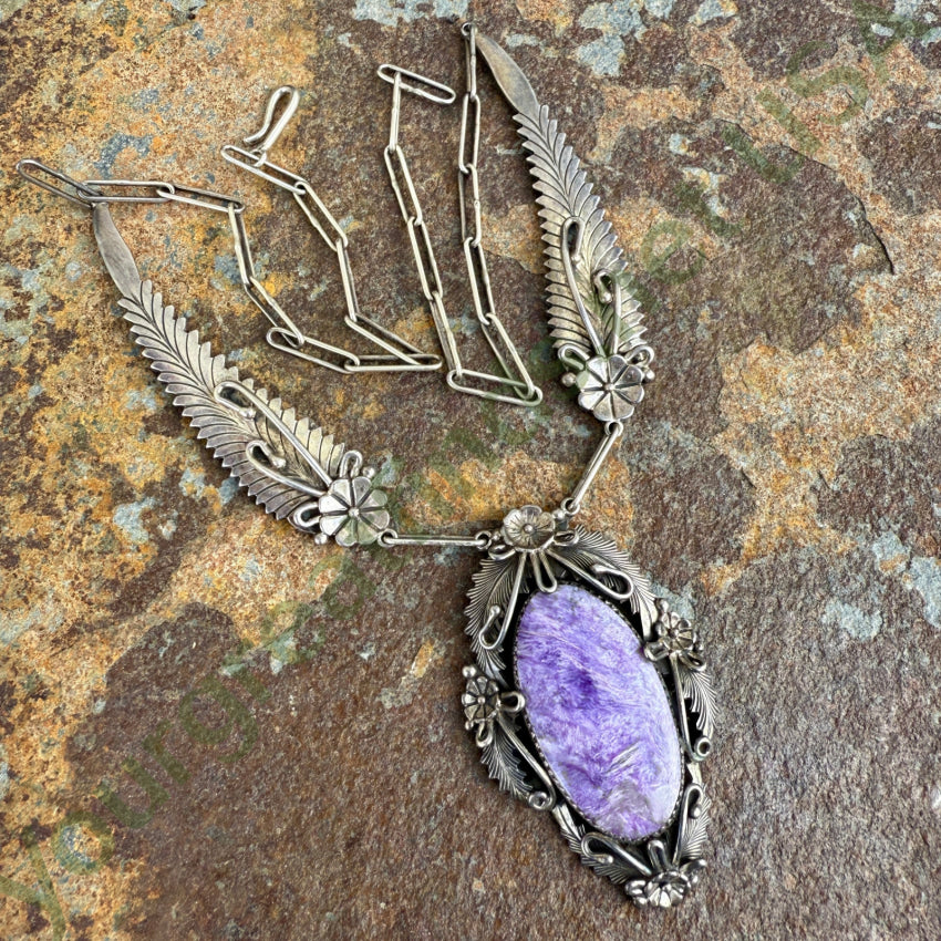 Navajo Purple Charoite Necklace Sterling Peterson Johnson necklace