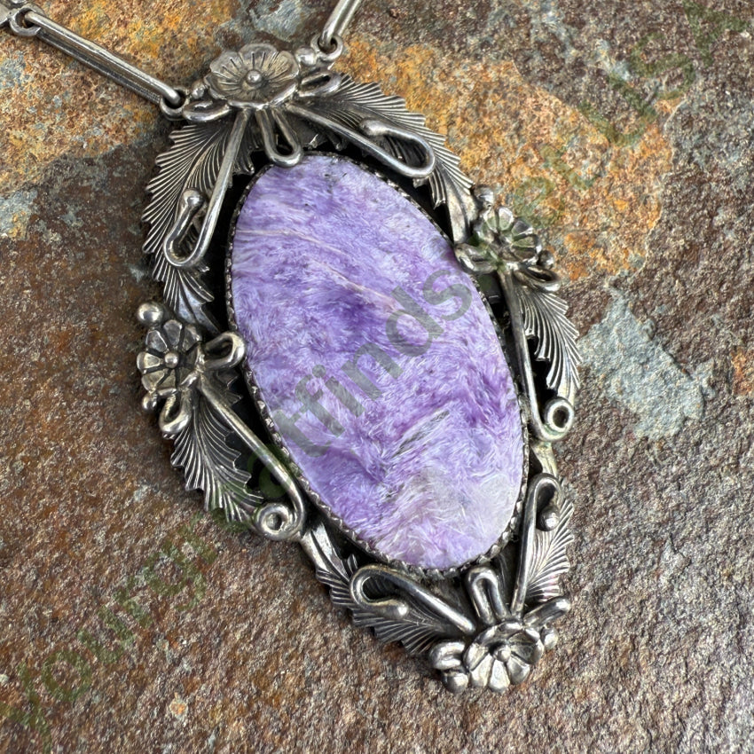 Navajo Purple Charoite Necklace Sterling Peterson Johnson necklace