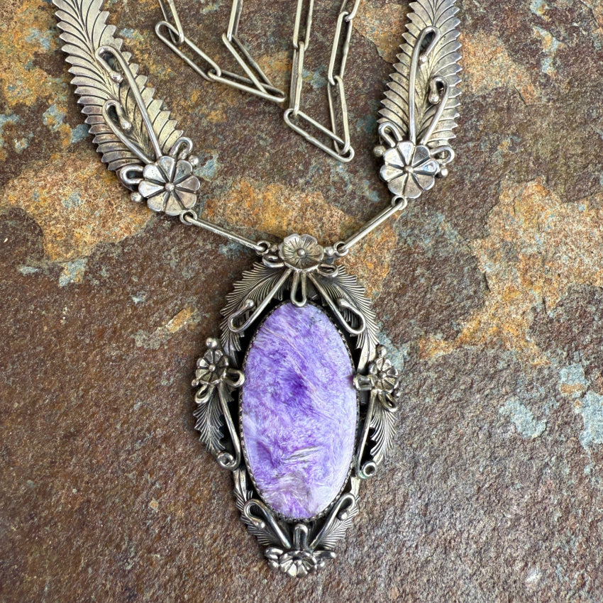 Navajo Purple Charoite Necklace Sterling Peterson Johnson necklace