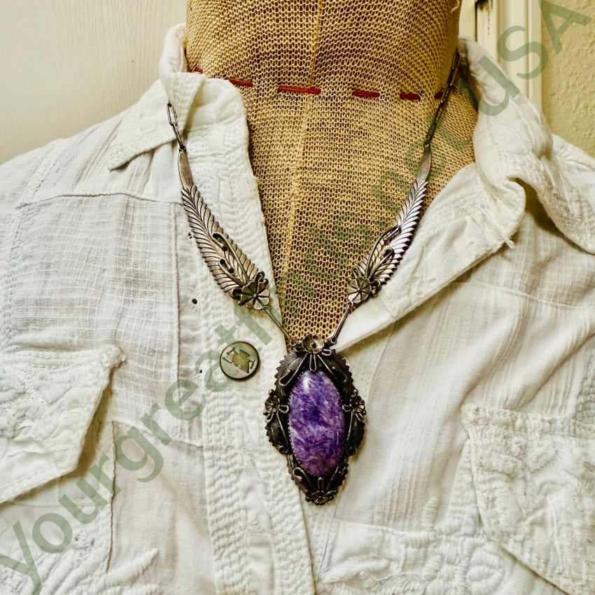 Navajo Purple Charoite Necklace Sterling Peterson Johnson necklace
