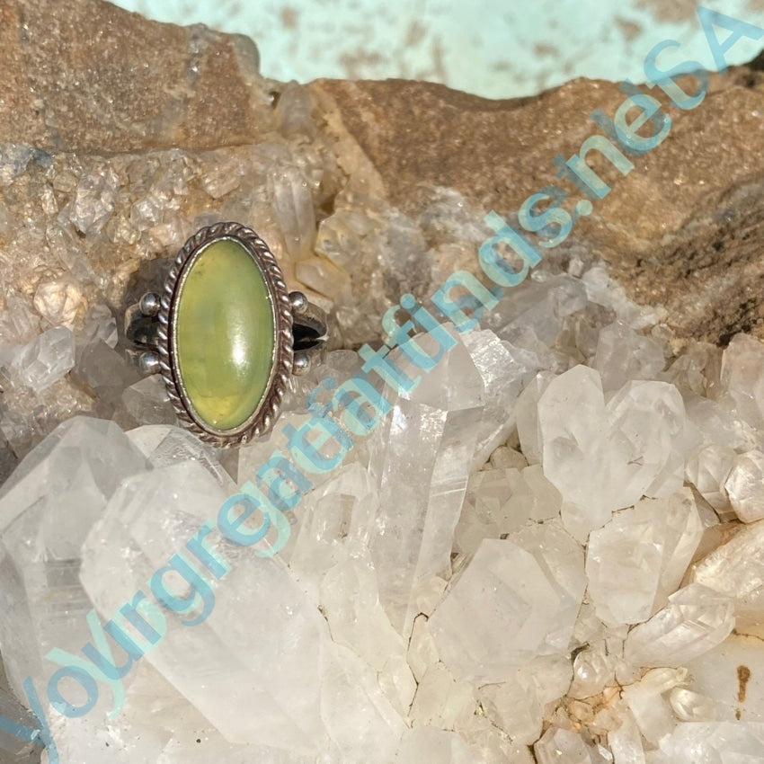 Navajo Raindrop Ring set with Green Vesuvianite Size 6 Yourgreatfinds