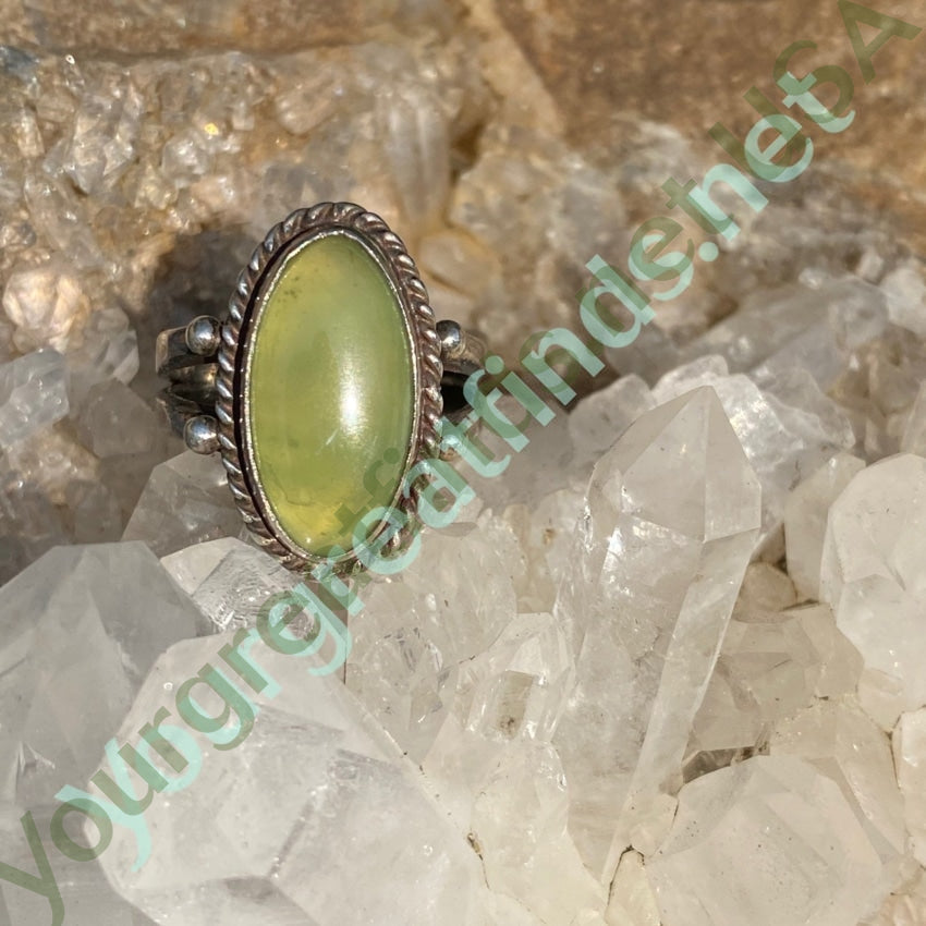 Navajo Raindrop Ring set with Green Vesuvianite Size 6 Yourgreatfinds
