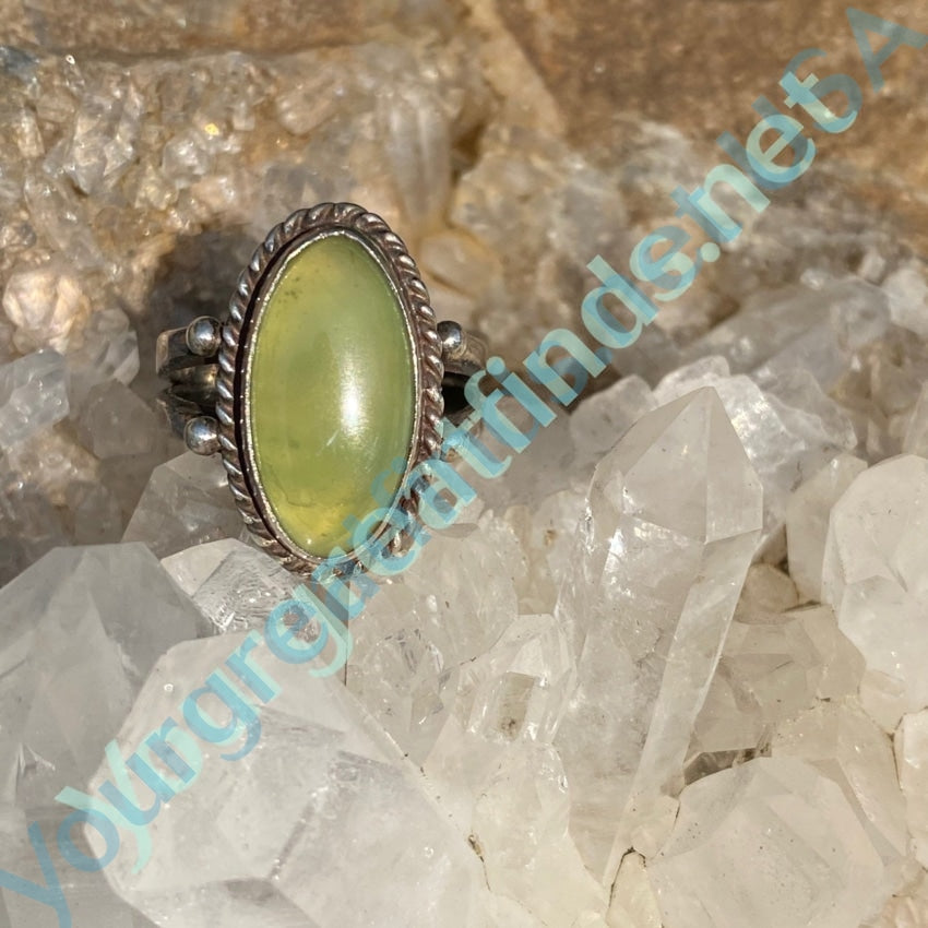 Navajo Raindrop Ring set with Green Vesuvianite Size 6 Yourgreatfinds