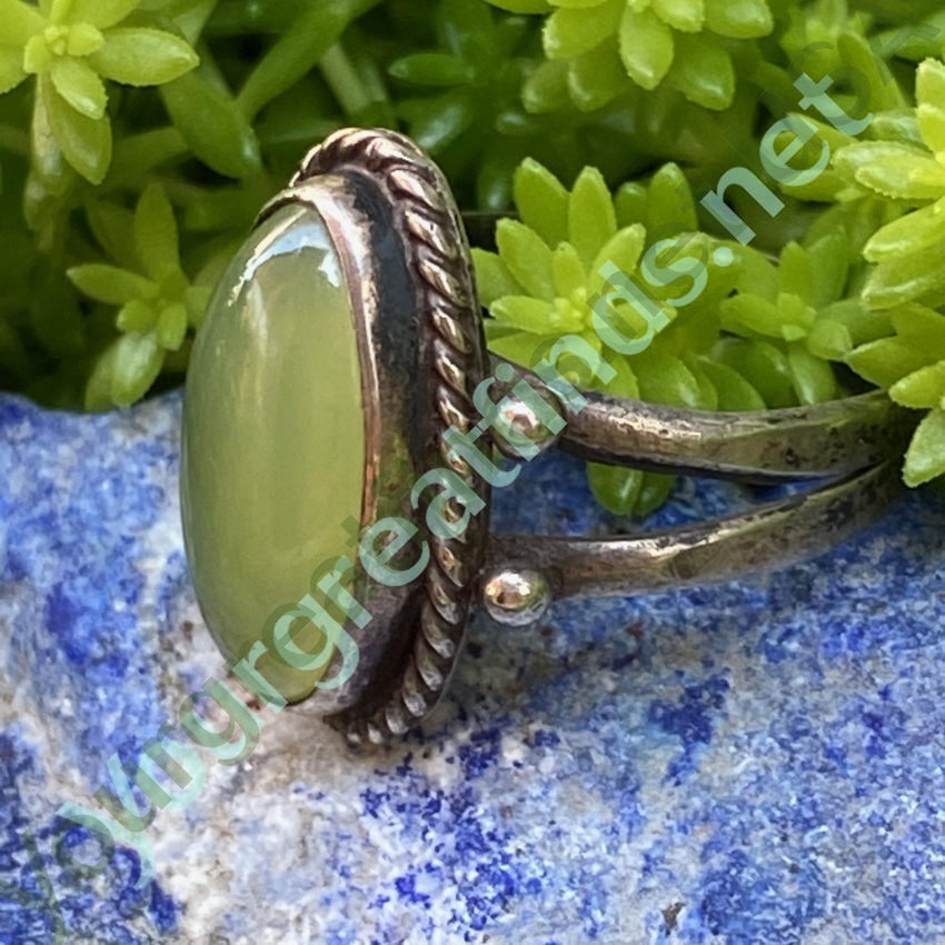 Navajo Raindrop Ring set with Green Vesuvianite Size 6 Yourgreatfinds