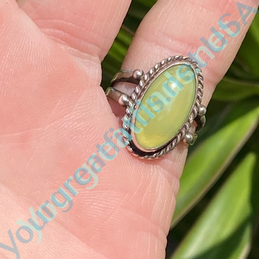 Navajo Raindrop Ring set with Green Vesuvianite Size 6 Yourgreatfinds