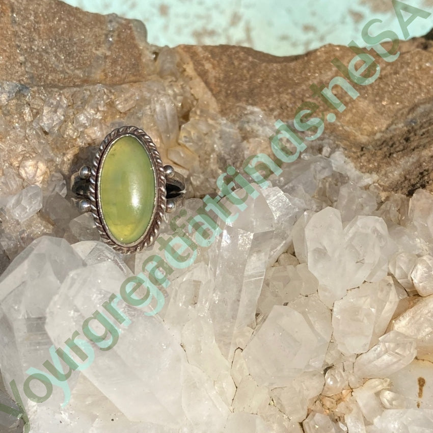 Navajo Raindrop Ring set with Green Vesuvianite Size 6 Yourgreatfinds