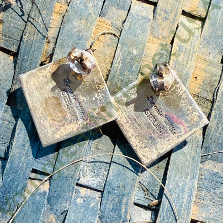 Navajo Ronnie Wilis Sterling Silver & Blue Stone Pierced Post Earrings earrings