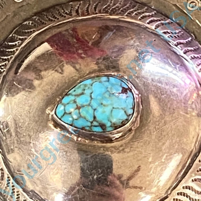 Navajo Round Concho Belt Buckle No.8 Turquoise Sterling Silver