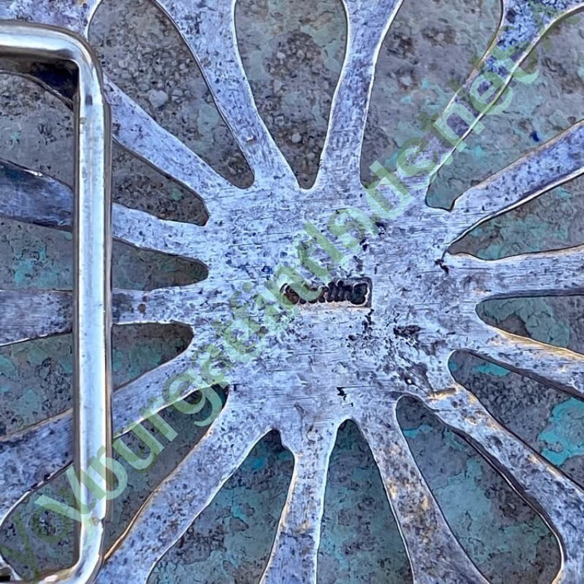 Navajo Sandcast Concho Belt Buckle with Turquoise Yourgreatfinds