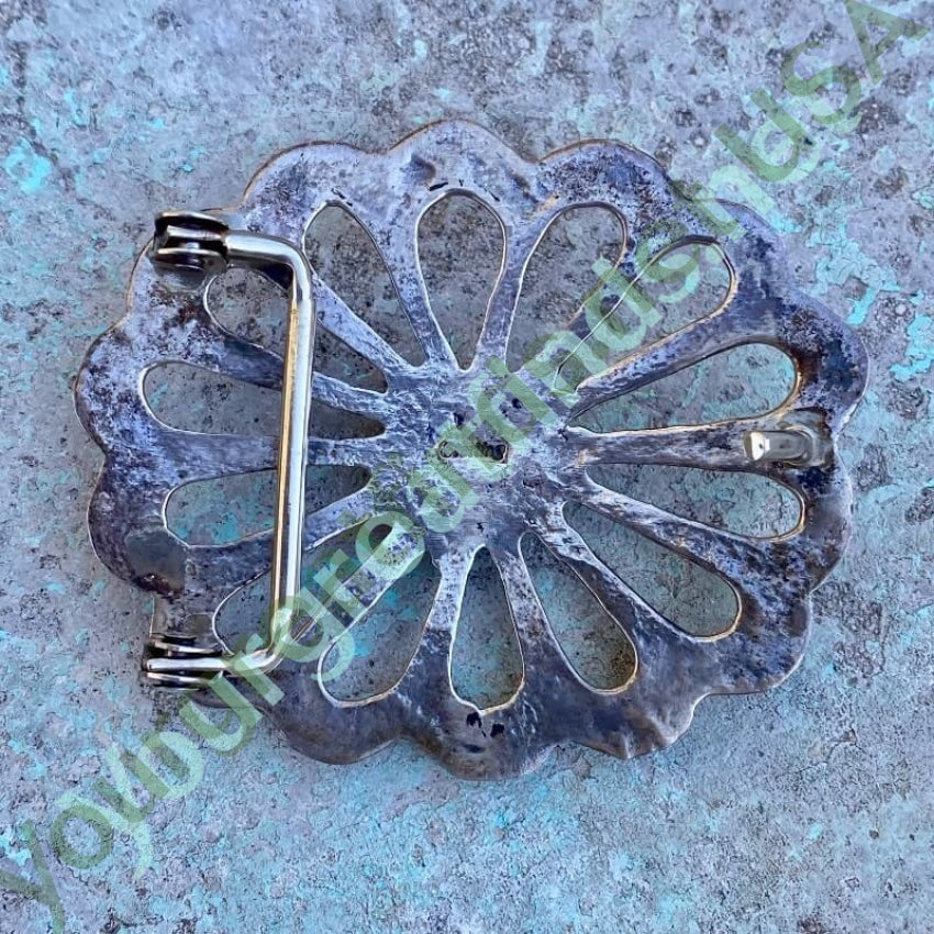 Navajo Sandcast Concho Belt Buckle with Turquoise Yourgreatfinds