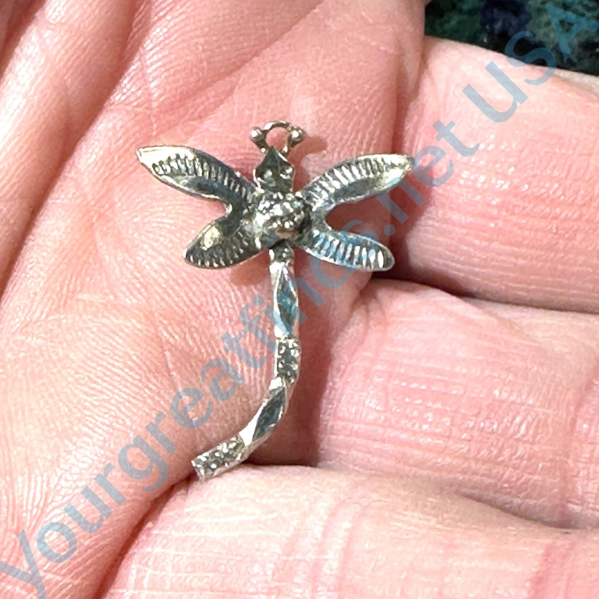 Navajo Stamp Decorated Dragonfly Pendant Sterling Silver