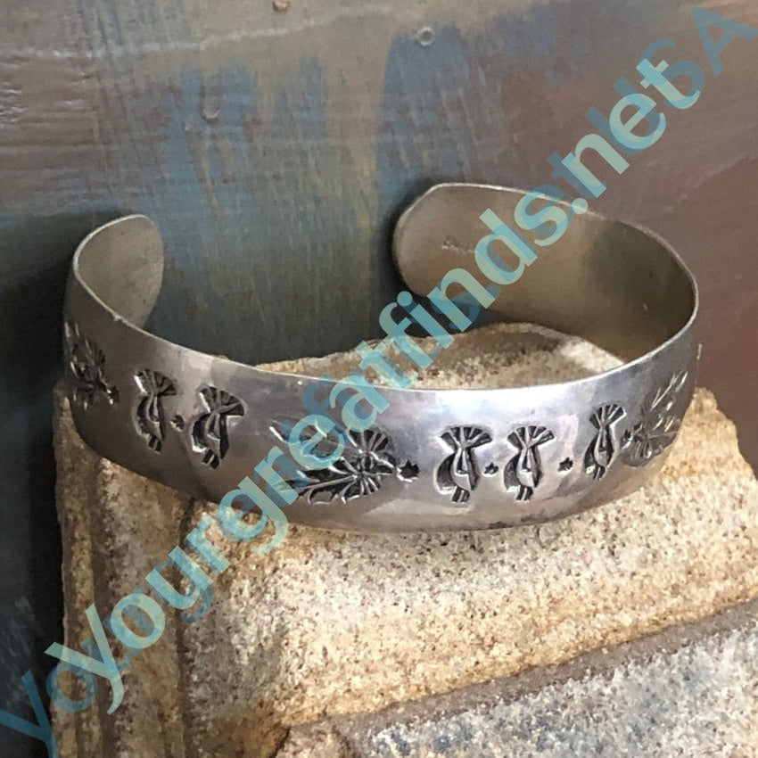 Navajo Stamp Decorated Sterling Silver Stacking Cuff Bracelet Yourgreatfinds