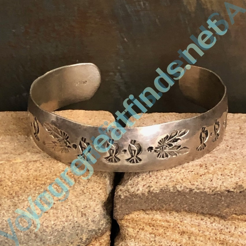 Navajo Stamp Decorated Sterling Silver Stacking Cuff Bracelet Yourgreatfinds