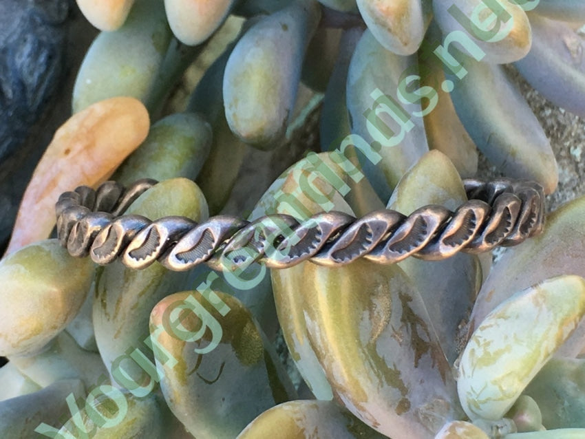 Navajo Stamp Decorated Twisted Wire Cuff Bracelet Sterling Silver Yourgreatfinds