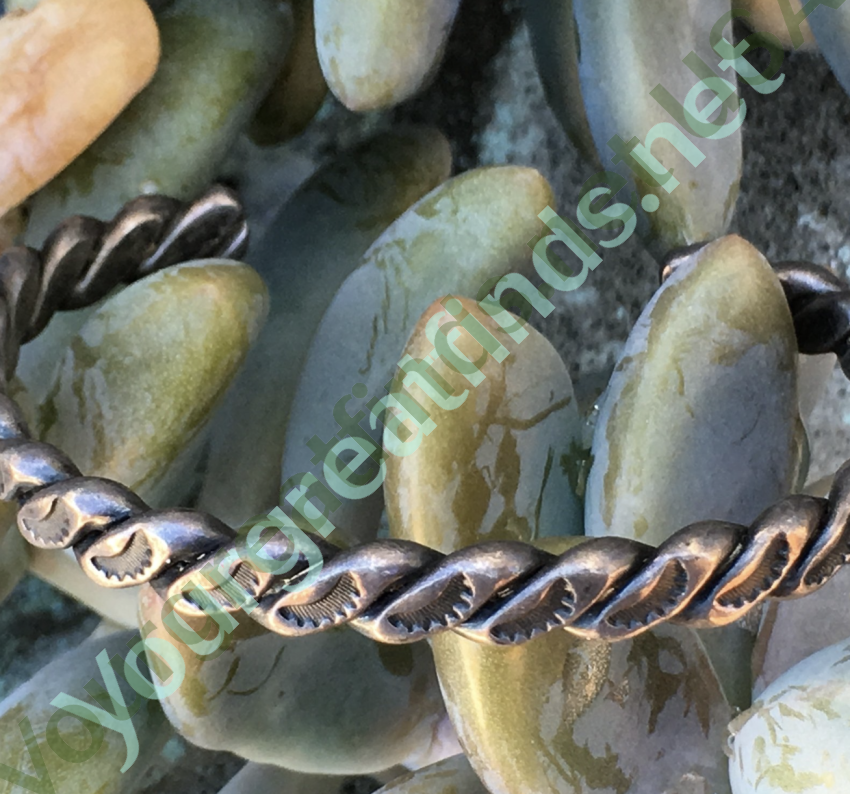Navajo Stamp Decorated Twisted Wire Cuff Bracelet Sterling Silver Yourgreatfinds