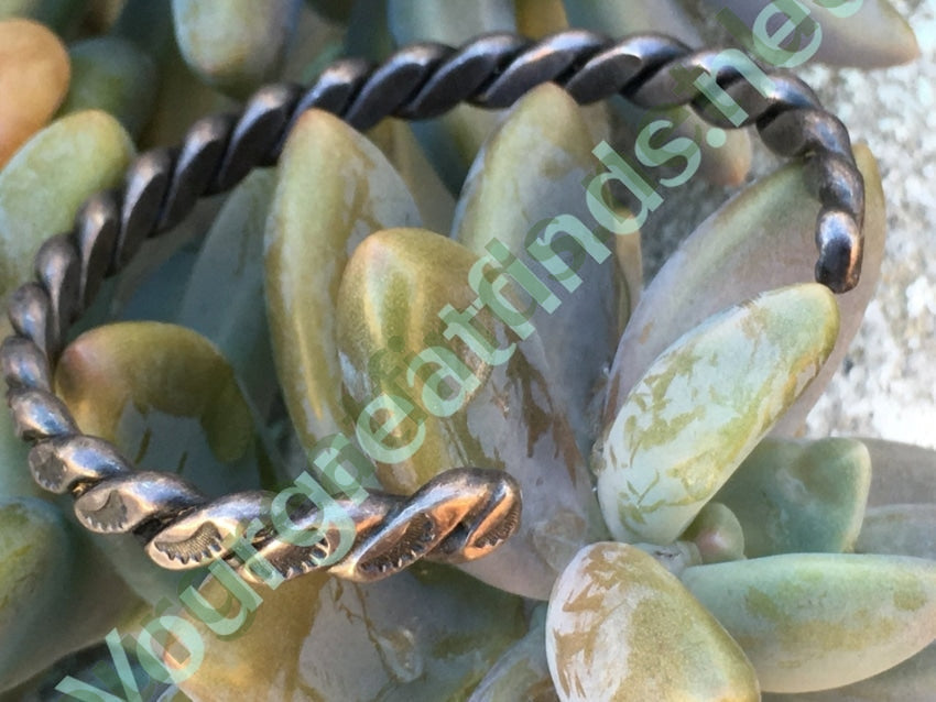 Navajo Stamp Decorated Twisted Wire Cuff Bracelet Sterling Silver Yourgreatfinds