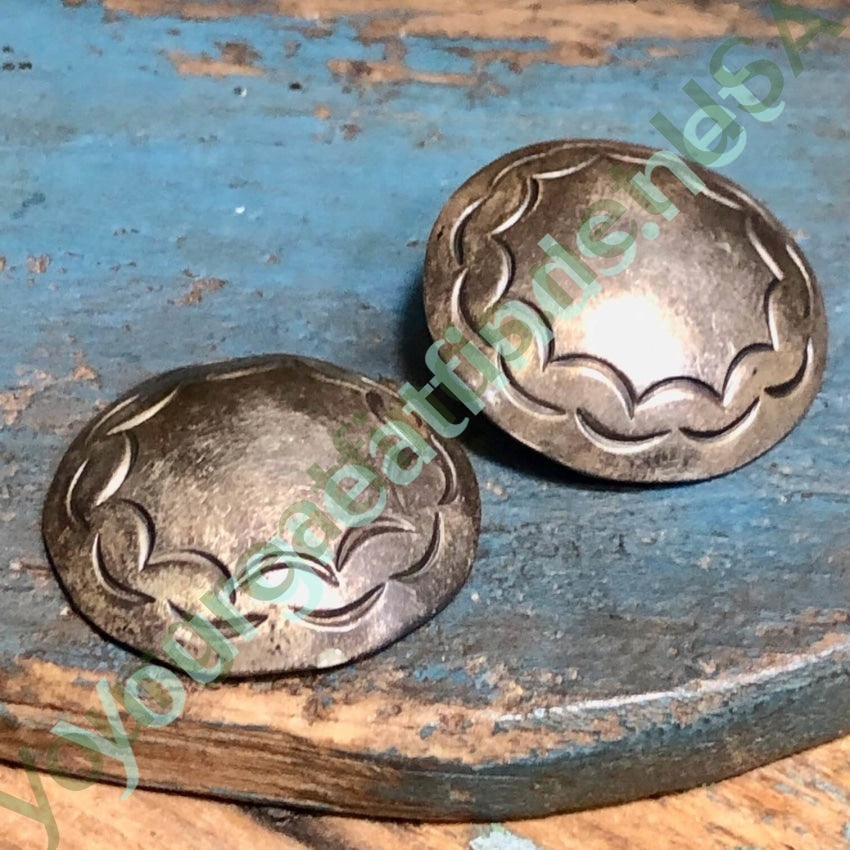 Navajo Stamped Domed Sterling Silver Clothing Button Pair Yourgreatfinds