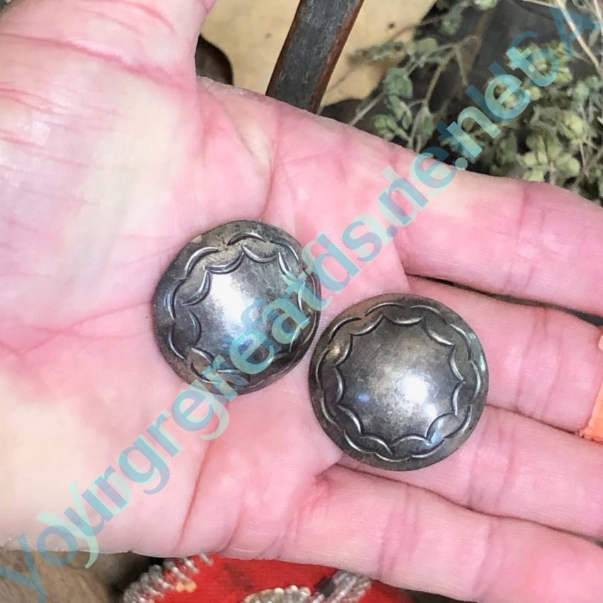 Navajo Stamped Domed Sterling Silver Clothing Button Pair Yourgreatfinds