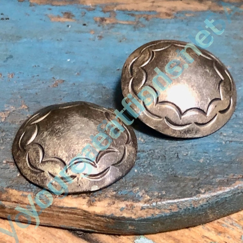 Navajo Stamped Domed Sterling Silver Clothing Button Pair Yourgreatfinds