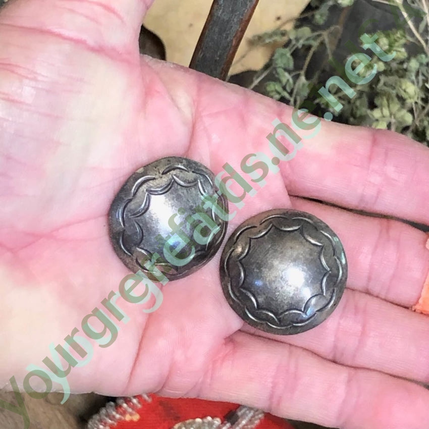 Navajo Stamped Domed Sterling Silver Clothing Button Pair Yourgreatfinds
