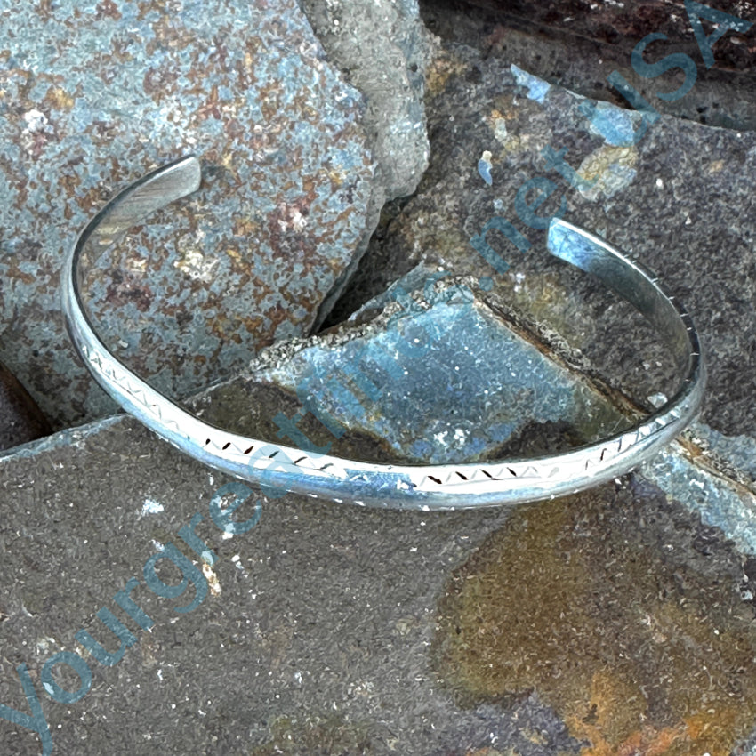 Navajo Stamped Ingot Sterling Silver Cuff Bracelet Bracelet