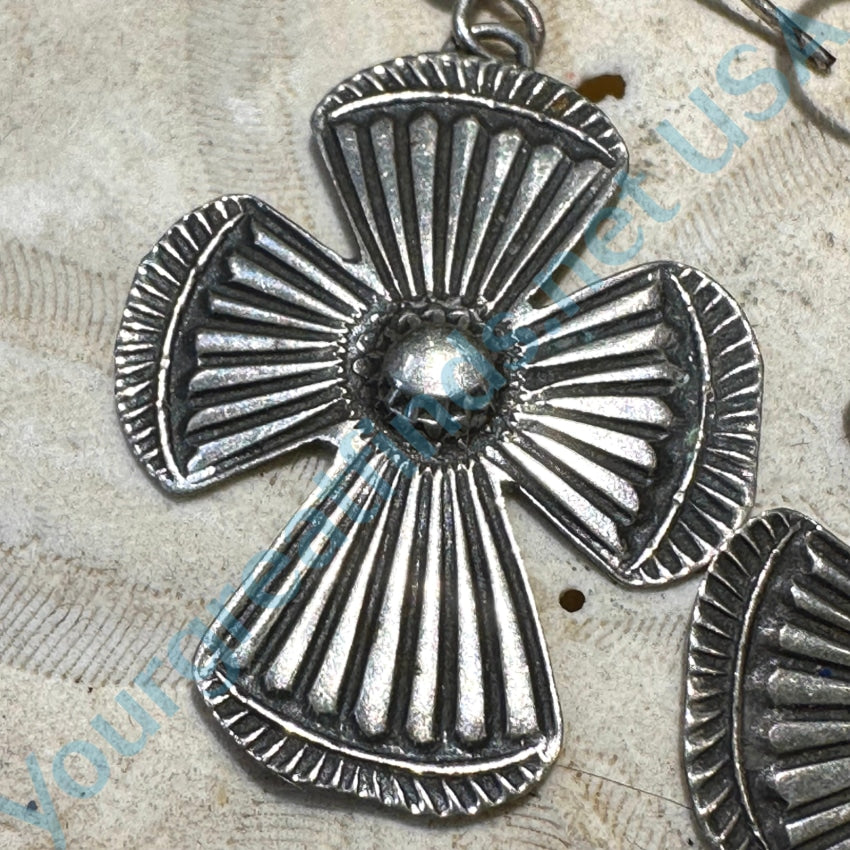 Navajo Stamped Sterling Silver Cross Pierced Earrings