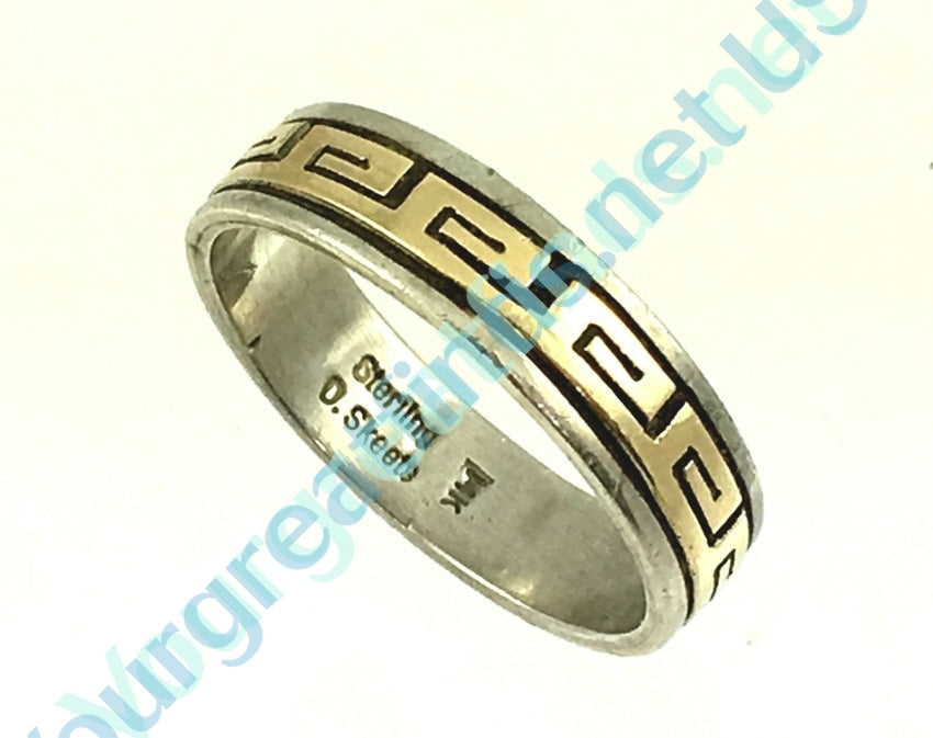 Navajo Sterling Silver & 14k Gold Band Ring Skeets Size 14 Yourgreatfinds