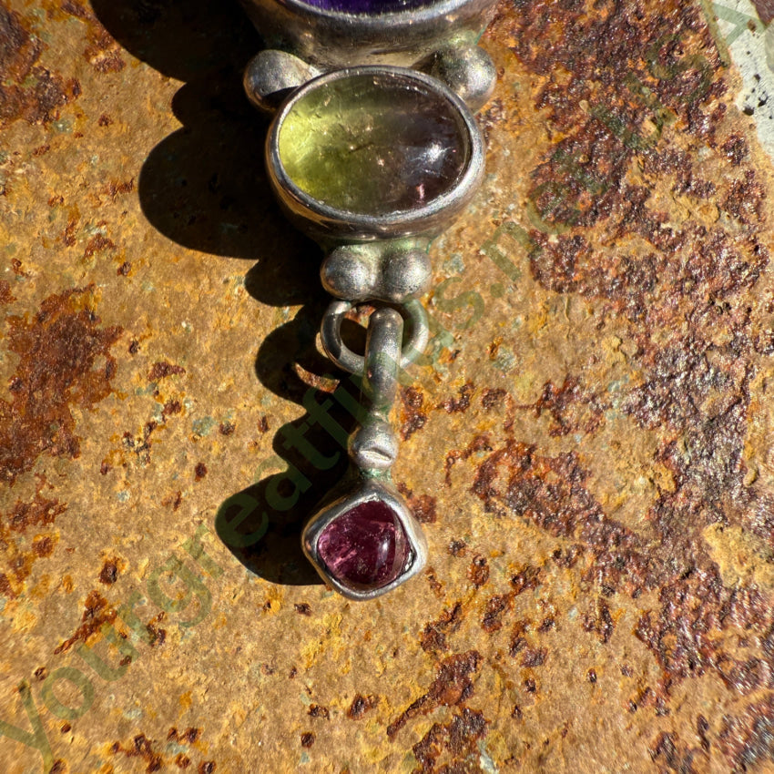 Navajo Sterling Silver Amethyst & Tourmaline Pendant pendant
