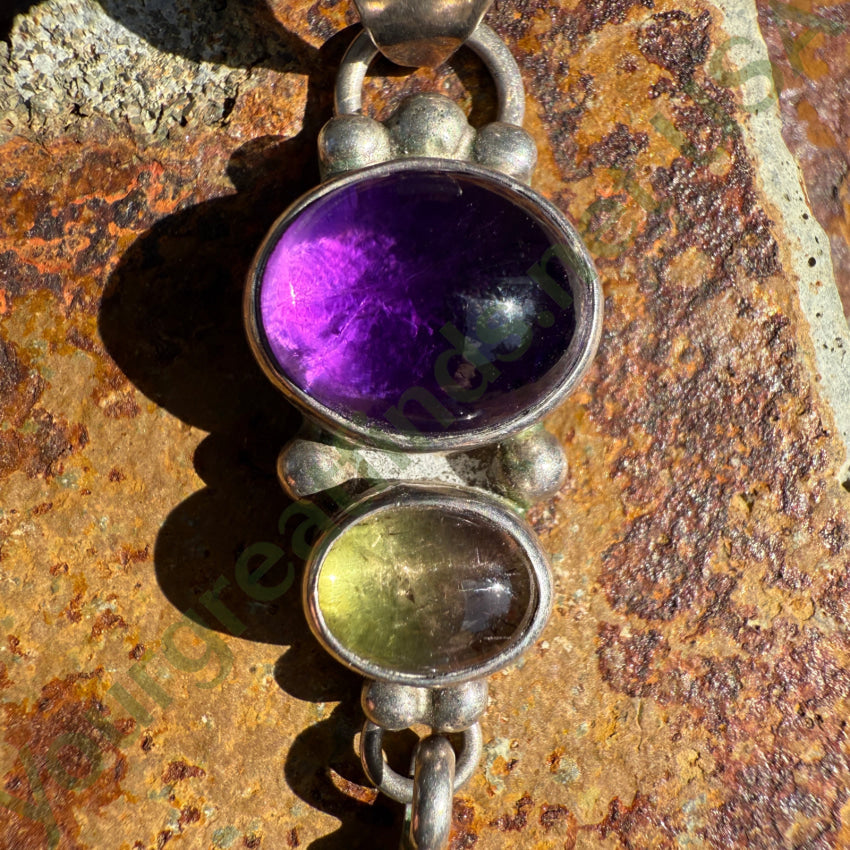 Navajo Sterling Silver Amethyst & Tourmaline Pendant pendant