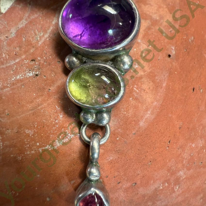 Navajo Sterling Silver Amethyst & Tourmaline Pendant pendant
