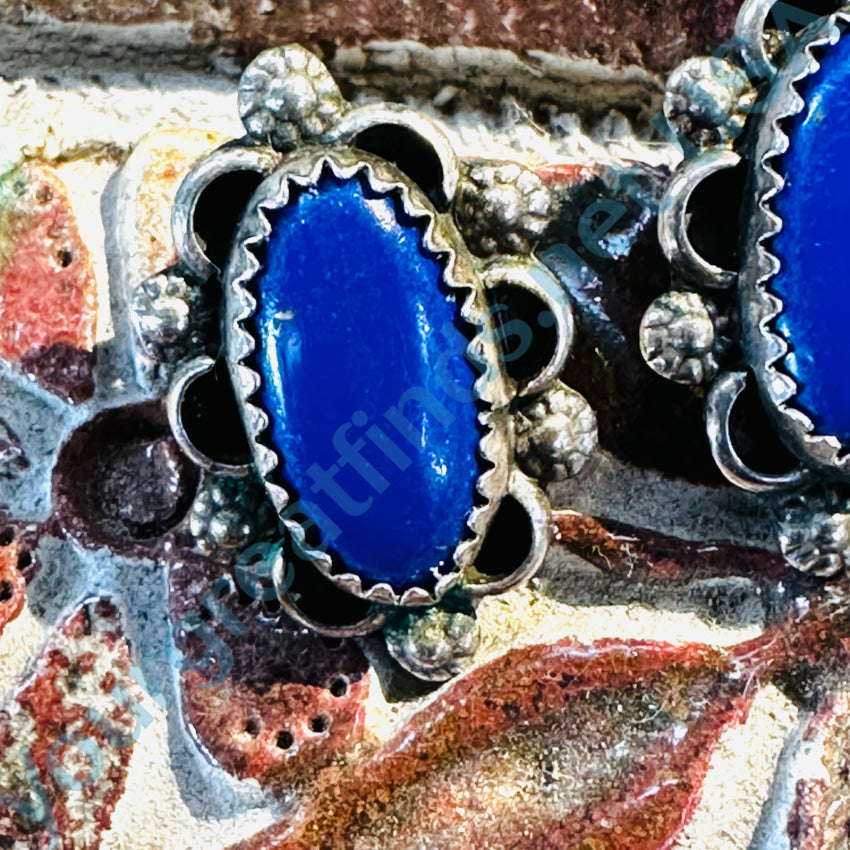 Navajo Sterling Silver & Azurite Pierced Post Earrings
