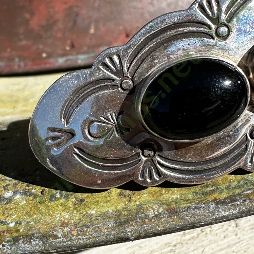 Navajo Sterling Silver & Black Onyx Large Hair Barrette Hair Barrette