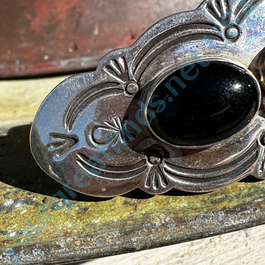 Navajo Sterling Silver & Black Onyx Large Hair Barrette Hair Barrette