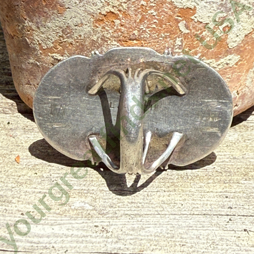 Navajo Sterling Silver Black Onyx Large Ring L. Yazzie Size 7 pin