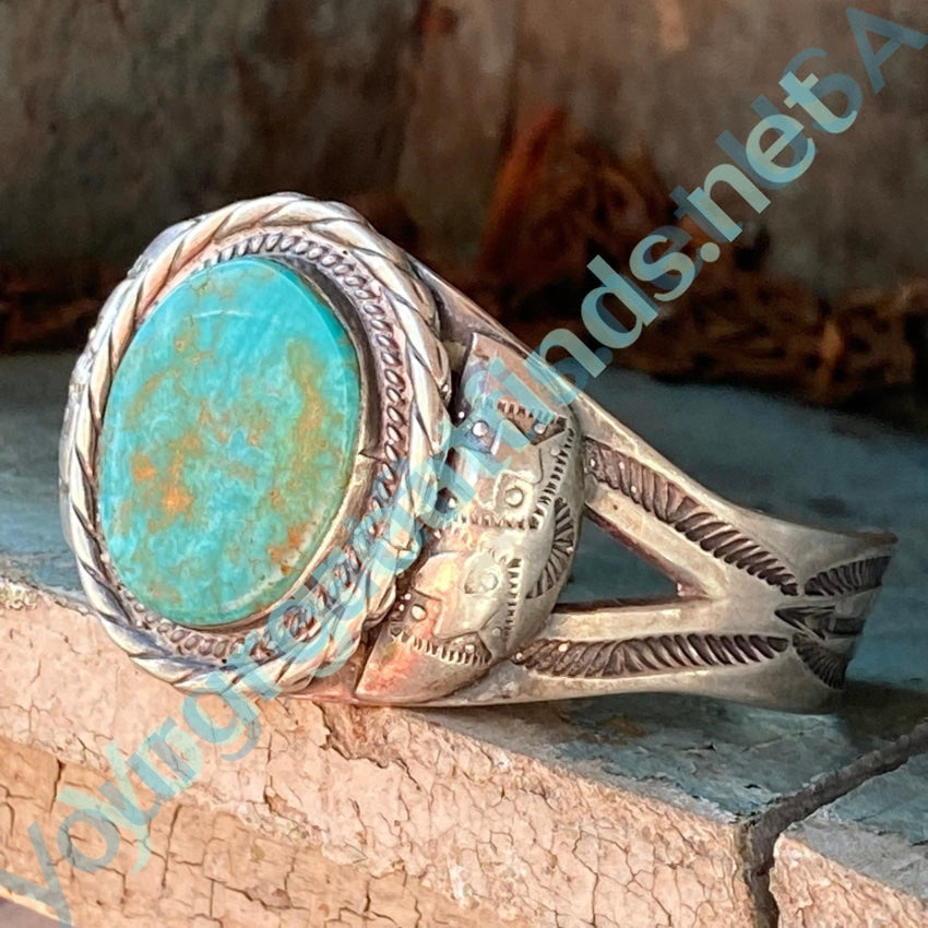 Navajo Sterling Silver Cuff Turquoise Bracelet Fred Harvey Yourgreatfinds
