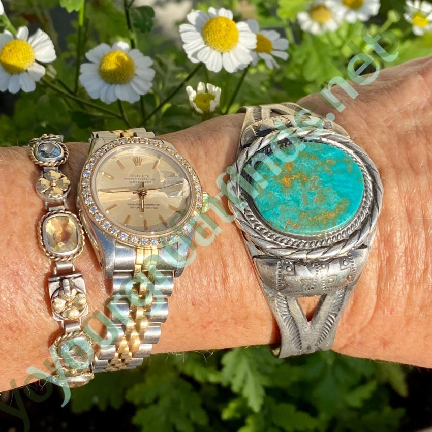 Navajo Sterling Silver Cuff Turquoise Bracelet Fred Harvey Yourgreatfinds