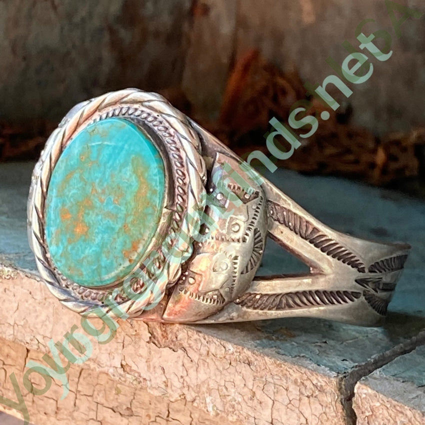 Navajo Sterling Silver Cuff Turquoise Bracelet Fred Harvey Yourgreatfinds
