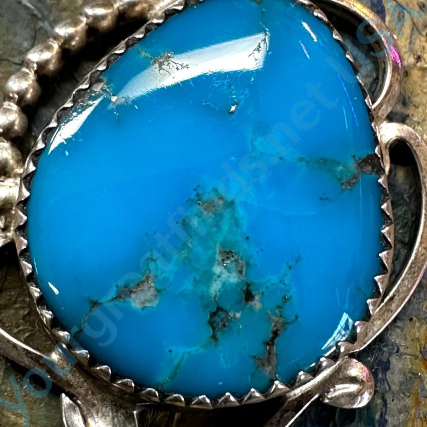 Navajo Sterling Silver Dark Blue Turquoise Pendant Pendant