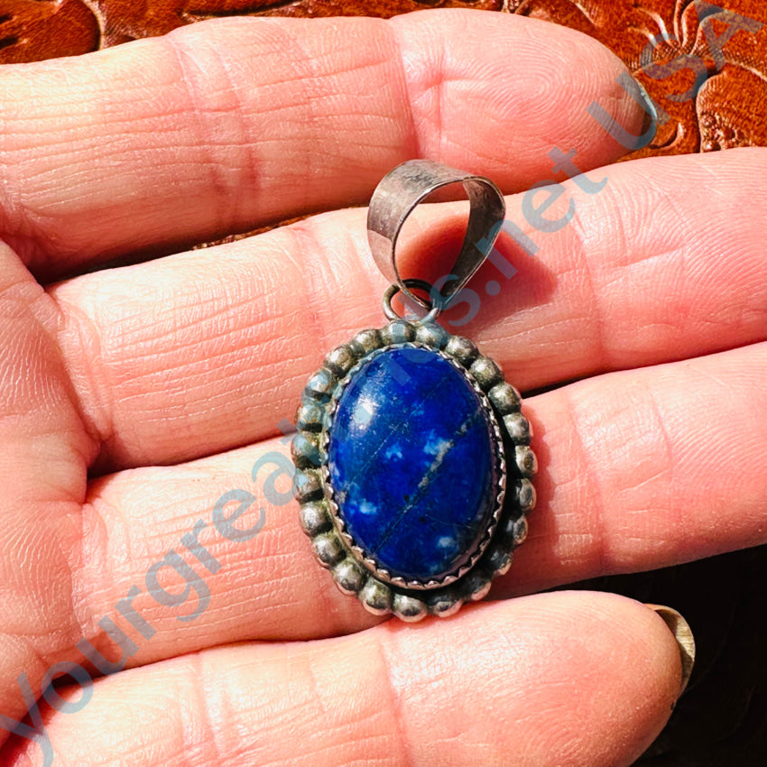 Navajo Sterling Silver & Deep Blue Azurite Pendant