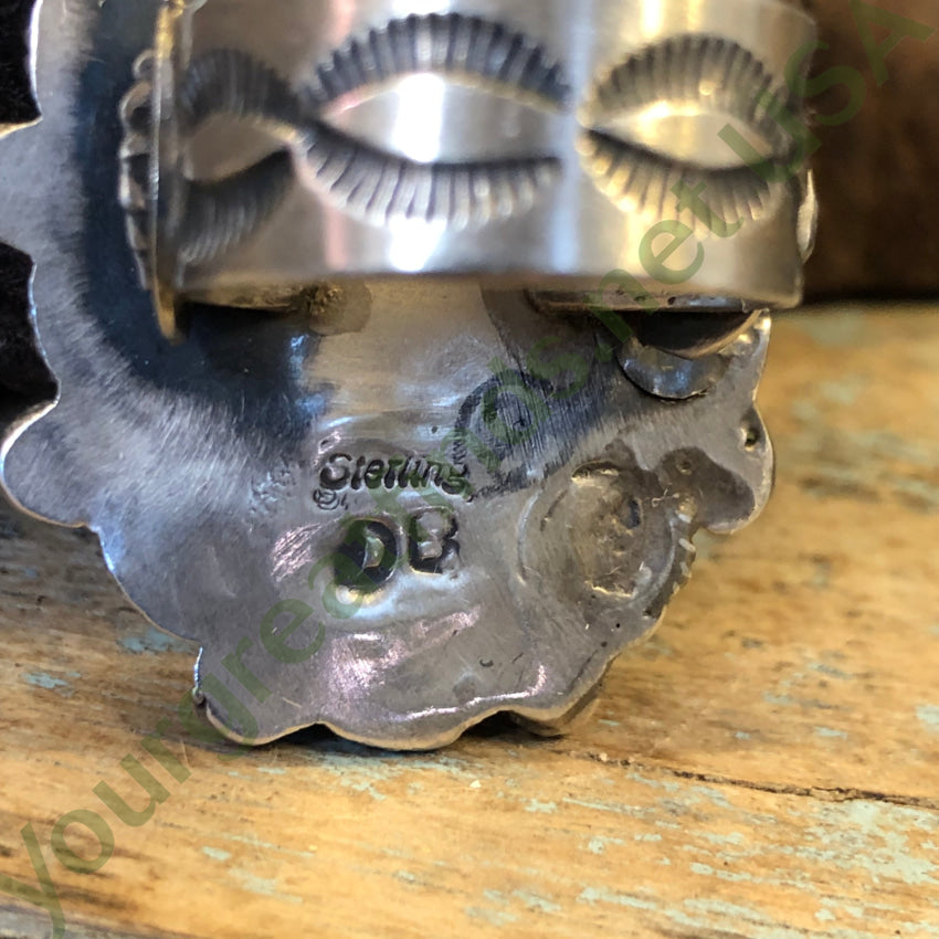 Navajo Sterling Silver Deep Blue Turquoise Rosette Ring Size 8