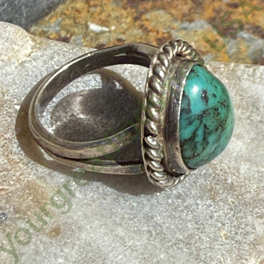 Navajo Sterling Silver & Dendritic Turquoise Ring Size 5 ring