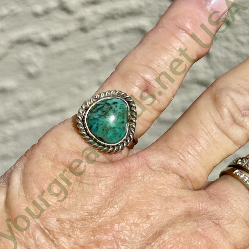Navajo Sterling Silver & Dendritic Turquoise Ring Size 5 ring