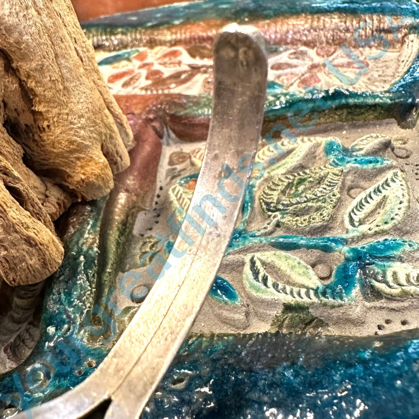 Navajo Sterling Silver Fan Bracelet Morenci Mine Turquoise