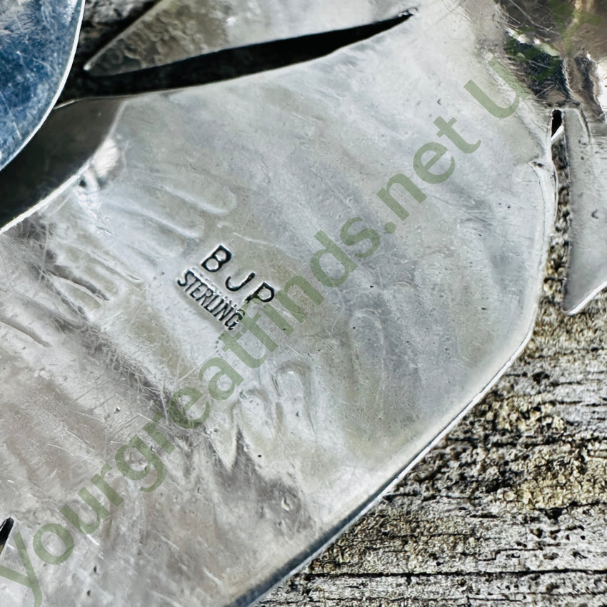 Navajo Sterling Silver & Gemstone Large Feather Pierced Post Earrings Earrings