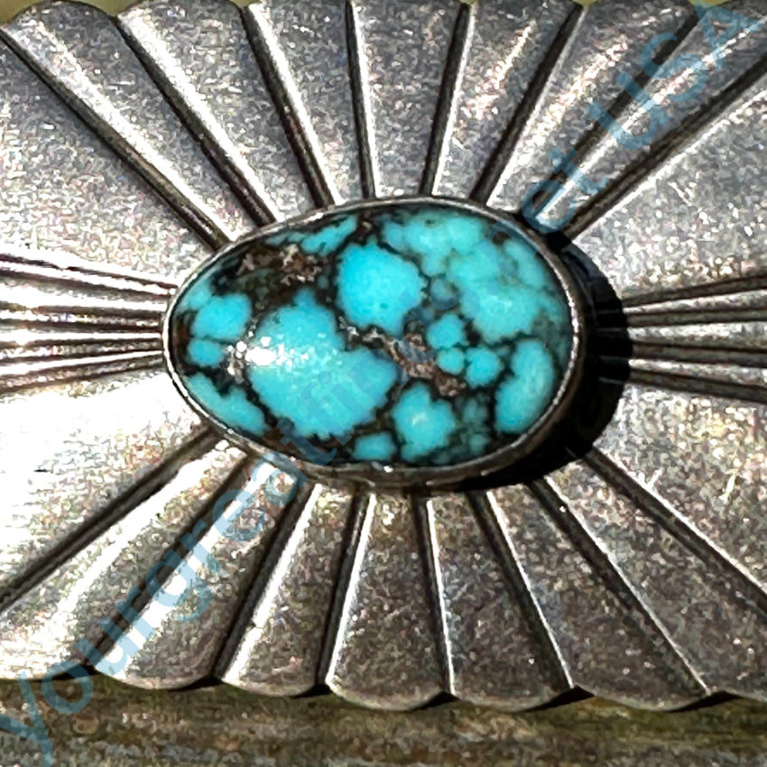 Navajo Sterling Silver Hair Barrette Spider Web Turquoise Hair Barrette