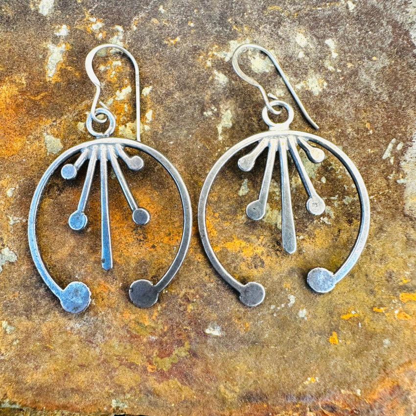 Navajo Sterling Silver Hand Hammered Naja Pierced Earrings Earrings